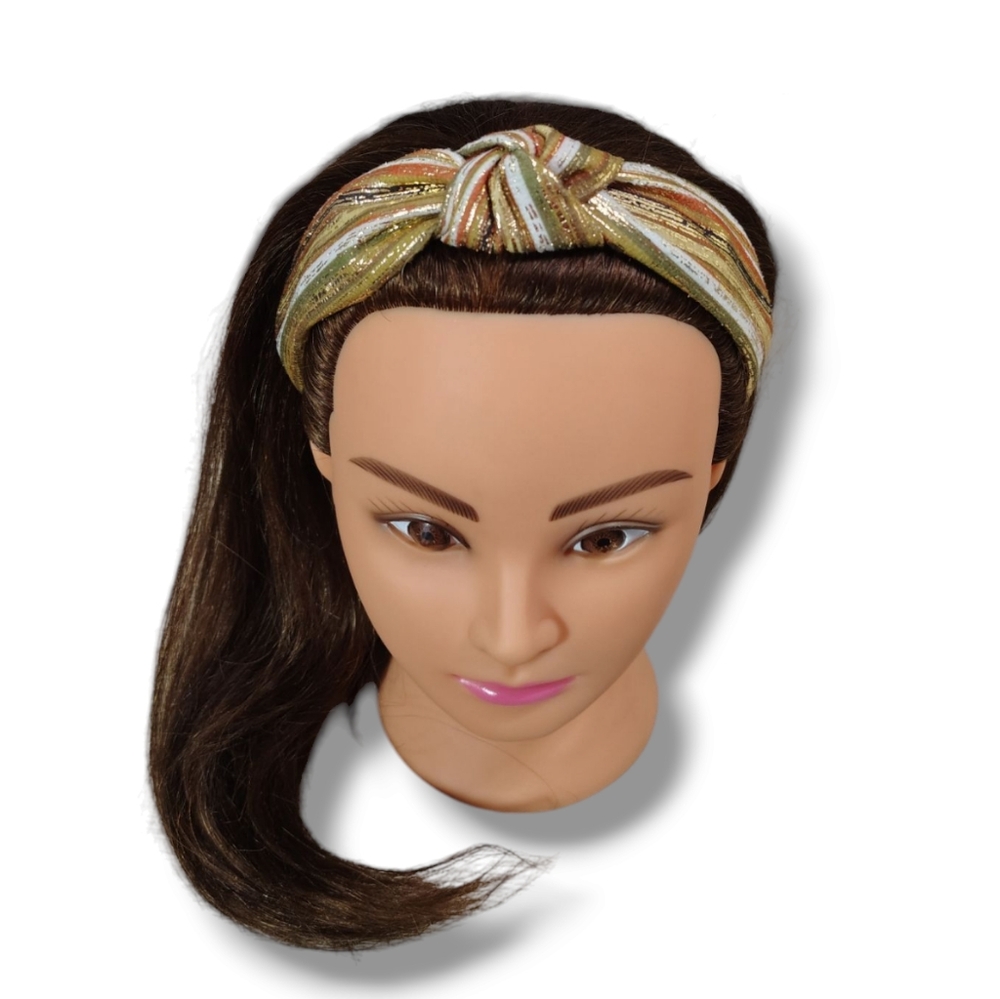 New Top Knot Headband In Gold Metalic Combo
